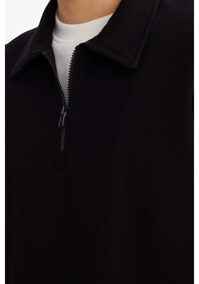 Defacto Boxy Fit Polo Yaka Yarım Fermuarlı Pike Sweatshirt G6471ax25wnbk81 Siyah-bk81