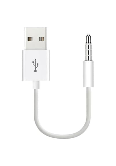 Coverzone İpod Shuffle İle Uyumlu Ent - Usb Şarj Ve Veri Aktarım Kablosu, 3.5 Mm Jack - Usb A Senkronizasyon Kablosu, Şarj Data Bağlantı Kablosu Beyaz