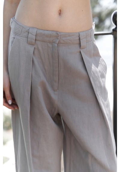Mai Collection Mai Studios Co. Alidah Pileli Gri Bol Paça Pantolon Gri
