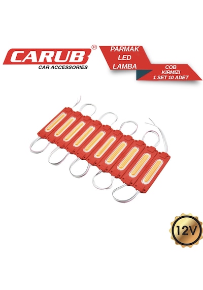 Carub Parmak Lamba 12v Cob Led 1 Set 10 Adet Kırmızı