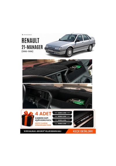 Renault 21 Manager 1990-1996 Uyumlu Torpido Koruma, Torpido Örtüsü, Torpido Kılıfı - Siyah - Re005