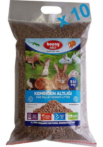Bonny Nice Organik Çam Pelet Hamster Altlığı 5 Kg 9 L x 10Paket