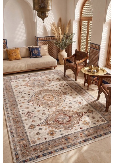 Hoom Rugs Otantik 2608 Multi Vintage Desenli Salon Halısı Çok Renkli