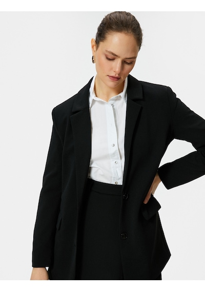 Koton Klasik Blazer Ceket Kapaklı Cepli Düğmeli Siyah 4sak50022uw Siyah