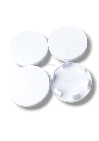 4'lü Set 55 Mm Dış Çap 52 Mm İç Çap Beyaz Logosuz Jant Göbeği Kapağı