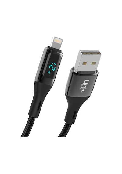 Linktech K682 Dijital Göstergeli USB - Apple iPhone UyumluLightning 12W 2.4A Data ve Şarj Kablosu