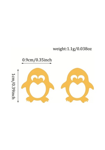 Elegant 18k Altın Kaplama / Gümüş Renk Penguen Figürlü Paslanmaz Çelik Küpe