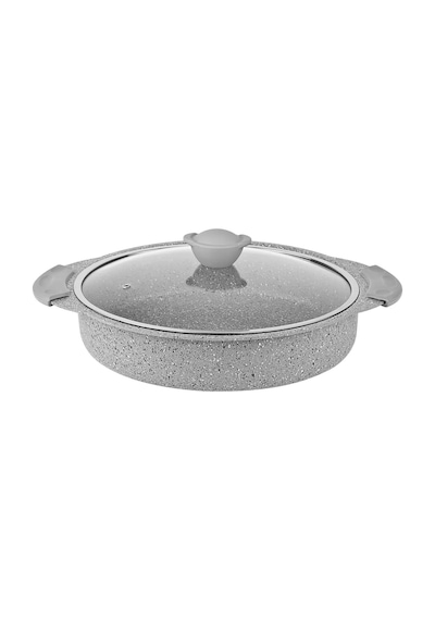 3322 2 Parça Bio Granit 28x6,5 Cm 3,50 Litre Karnıyarık Tencere Gri Gri