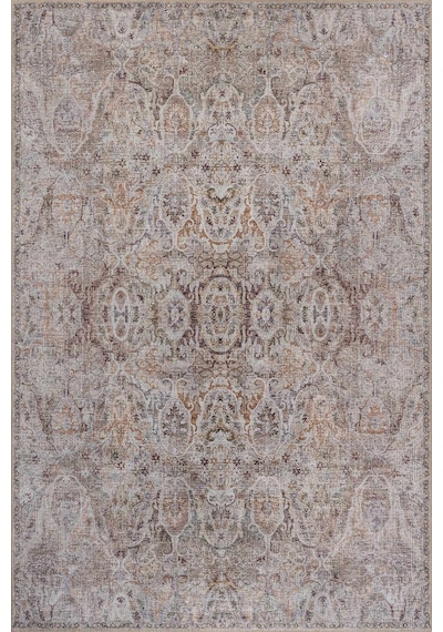 Artloop Folk Krem Vizon Vintage Klasik Desenli Dokuma Tabanlı Şönil Halı Al 609