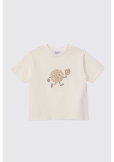 Panço Erkek Bebek Bisiklet Yaka Ekru Tişört 2621bb05013 Krem