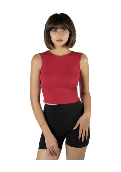 Terapi Men Kırmızı Fitted/vücuda Oturan Crop Halter Yaka Fitilli Esnek Örme Bluz Atlet Kırmızı Terapi Men Kırmızı Fitted/vücuda Oturan Crop Halter Yaka Fitilli Esnek Örme Bluz Atlet Kırmızı