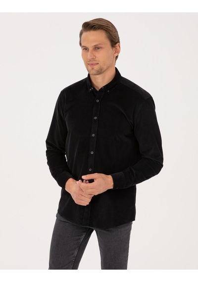 Pierre Cardin Siyah Regular Fit Uzun Kollu Gömlek 50310139-vr046