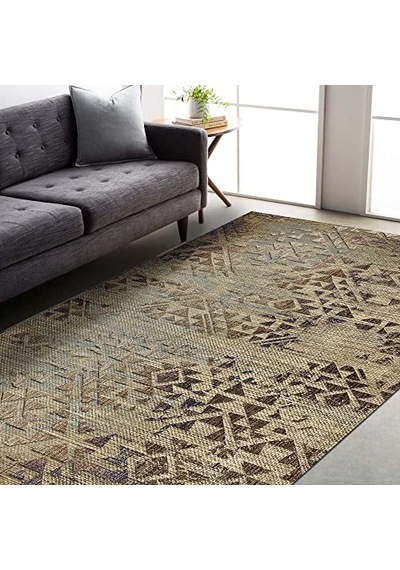 Aspen Desenli Kadife Pamuk Tabanlı Yıkanabilen Kaydırmaz Antibakteriyel Salon Halısı 140x200 Diğer