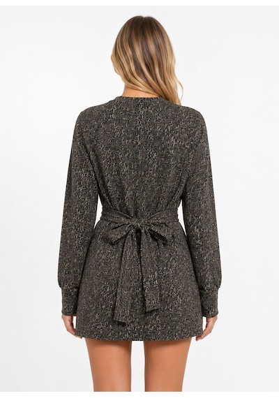 Neden Tekstil Kadın Uzun Kollu Regular Fit Mini Elbise - Siyah