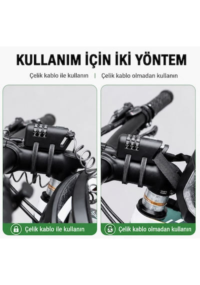 Çelik Telli Şifreli Kask Ve Bisiklet Kilidi Şifreli Çelik Telli