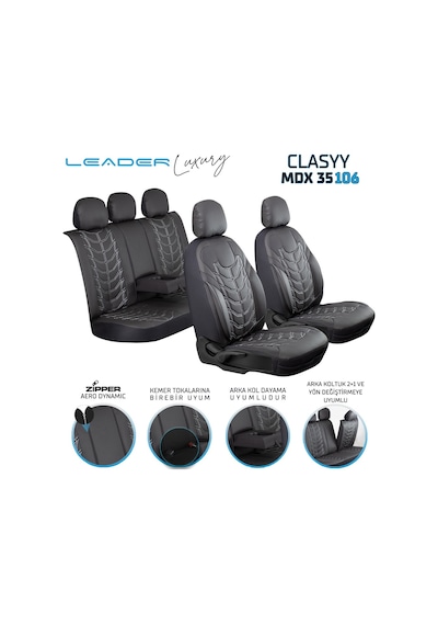 Subaru İmpreza Lüx Deri Oto Koltuk Kılıfı Ön Arka Takım Classy Serisi Siyah