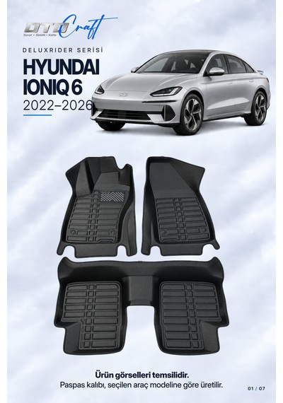 Otocraft Hyundai Ionıq 6 2022-2026 Araca Özel Deluxrider Lüks Havuzlu Paspas Tam Set 3 Parça