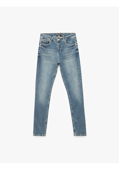 Koton Normal Bel Skinny Fit Jean Pantolon - Michael Jean Orta İndigo 6wam40104nd İndigo
