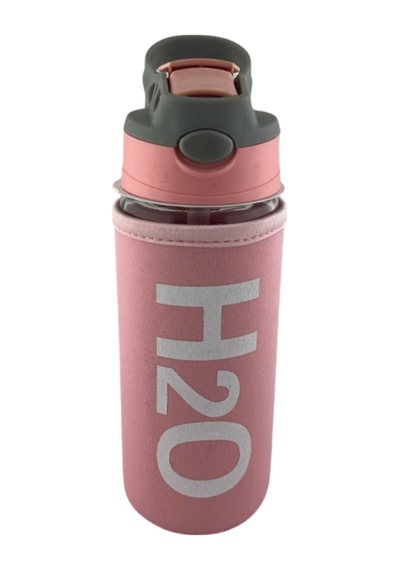 H2o Kılıflı Pipetli Cam Matara 500 Ml Pembe