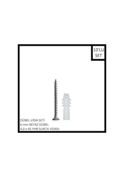 Dübel-vida Seti, Beyaz Dübel 6 Mm, 4,0x45 Yhb Sunta Vidası, 10 Adet