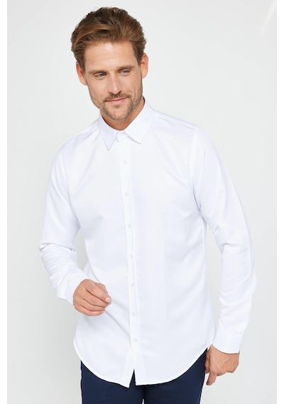 Tudors Slim Fit Uzun Kollu Non-ıron Ütü Gerektirmez Beyaz Erkek Gömlek-30456-beyaz Beyaz