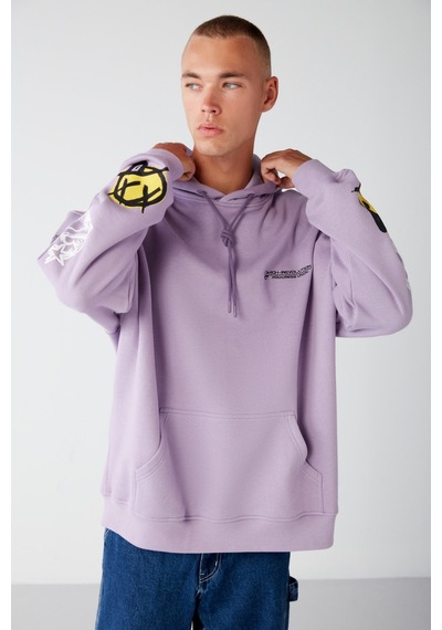 Grimelange Smıle Relaxed Oversize Lila  Sweatshirt