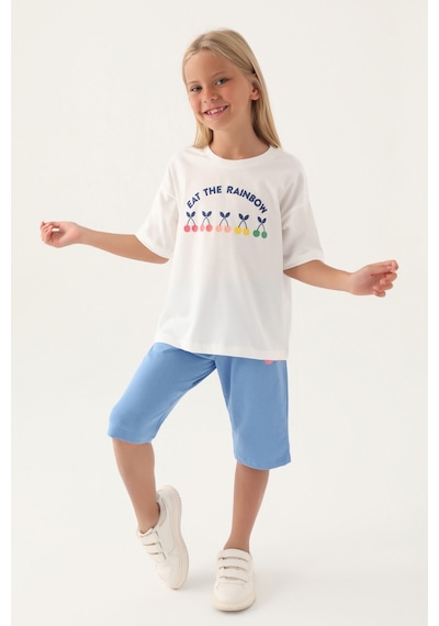 Rolypoly Eat The Rainbow Krem Kız Çocuk Kapri Takım 5274-43022 Krem