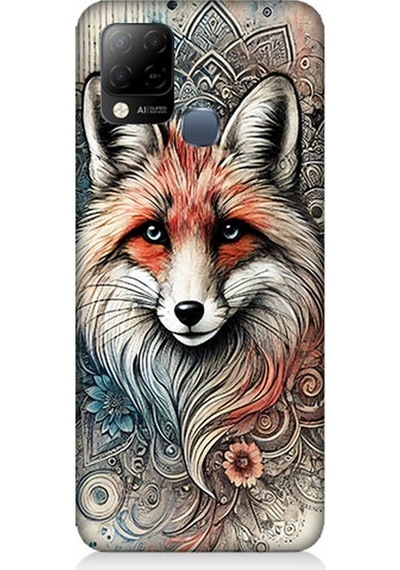 İnfinix Hot 10t Uyumlu Detaylı Tilki Portresi Desenli Silikon Kılıf Çok Renkli