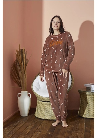 Eliz 8890-3 Ultrasoft Love Yazılı Kadın Pijama Takımı Çok Renkli