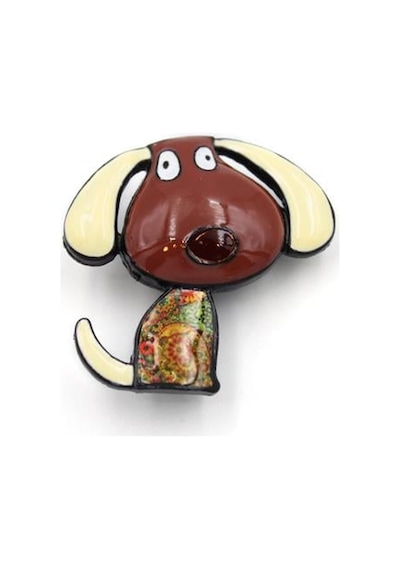 Köpek Broş - Kahverengi Çok Renkli