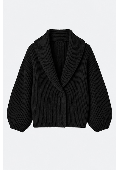 Suud Collection Siyah Mana Oversize Yün Triko Hırka