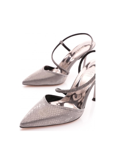 Dgn 205 Kadin Taş İpli Kadin Topuklu Abiye Ayakkabi Platin