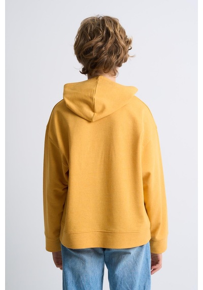 Alexandergardi Alexandergardı Kanguru Cepli Baskılı Kapüşonlu Çocuk Sweatshirt Hardal