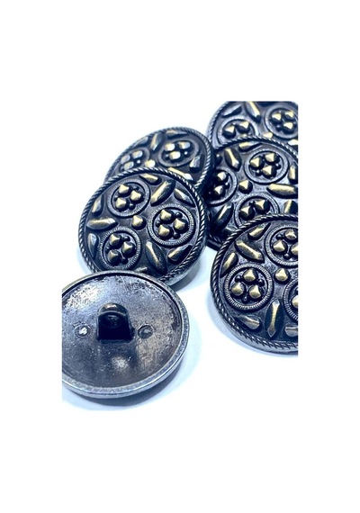 Kaban Manto Düğmesi / Metal Düğme / Antik Sarı / 3 Cm / 6 Lı Set/mde