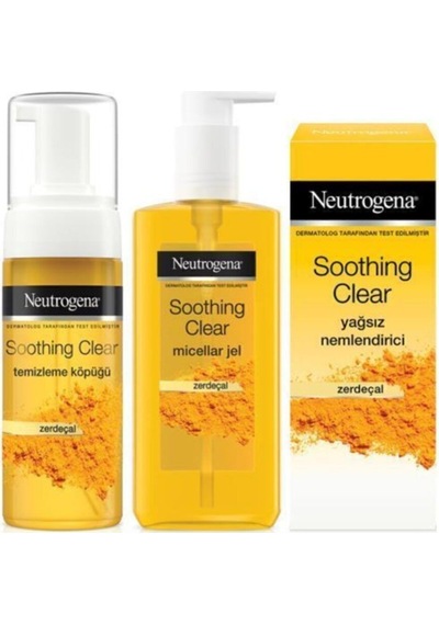 Neutrogena Soothing Clear Temizleme Köpüğü 150 ML Zerdeçal + Jel 200 ML + Nemlendirici 75 ML