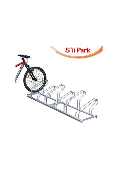 Bisiklet Park Yeri Bisiklet Park Demiri 5'li Gri Renk 40x180 Cm