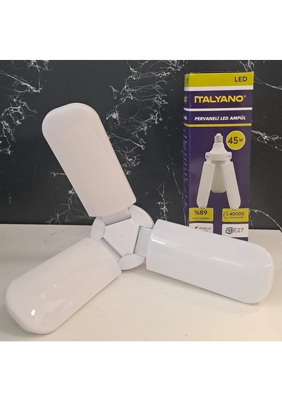 İtalyano Pervane 3 Kanat Katlanır Led Ampul 45 W 7000k Beyaz Işık E27 Duy