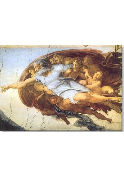 Cakasepetim Michelangelo İnsanın Yaratılışı Ve Yüce Tanrı Ahşap Mdf Tablo