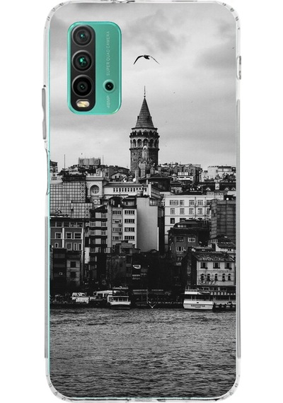 Redmi 9t-poco M3 Uyumlu Galata Kulesi Ve Deniz Manzaralı Baskılı Silikon Kılıf Renkli