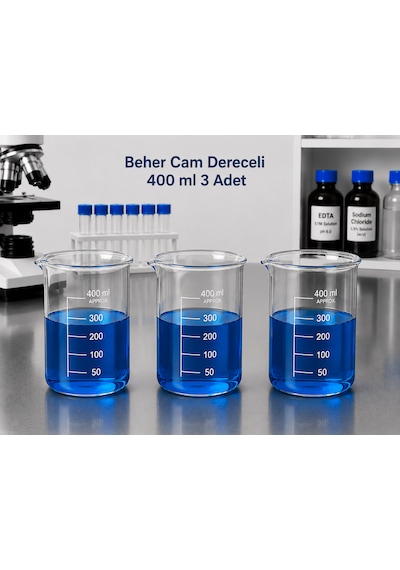 Beher Cam Dereceli 400 Ml 3 Adet