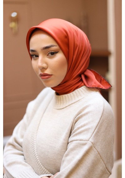 Silk Home Düz Micro Saten Eşarp 28012-13 Bakır