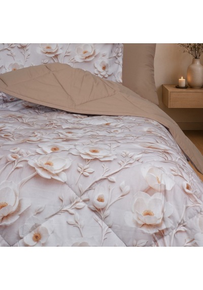 Seraphina Luxe Çift Kişilik Çiçek Desenli Premium 5d Uyku Seti Çeyiz Seti Lastikli Çarşaflı Beyaz
