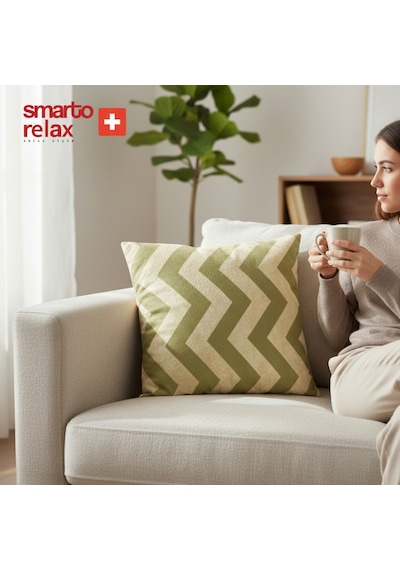Smarto Relax Içi Dolgulu Kırlent 45x45 Cm Kare Salon & Berjer Kırlenti Beyaz - Yeşil