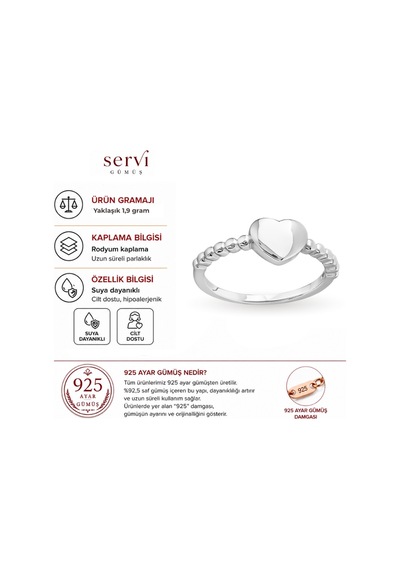 Servi 925 Ayar Amora Yüzük-80 Gümüş