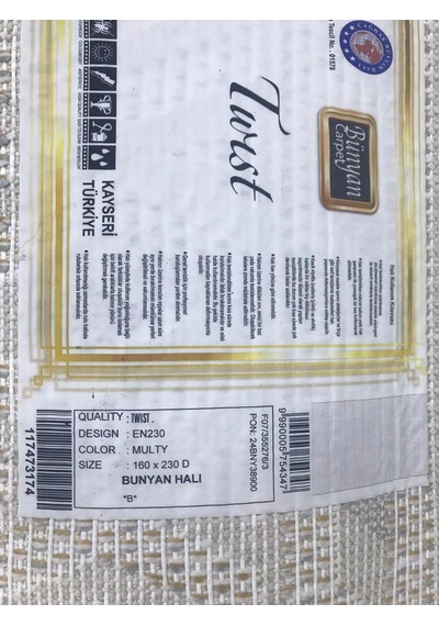 Bünyan Halı Twist 230 Serisi Oturma Salon Yatak Çocuk Odası Halısı Krem