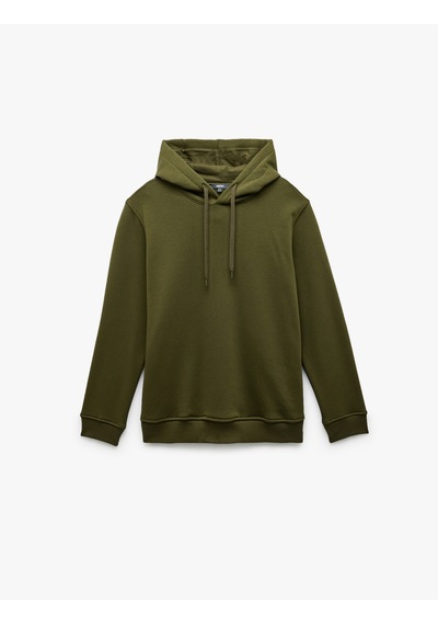 Koton Şardonlu Uzun Kollu Basic Kapşonlu Sweatshirt Haki 6wam70015mk Haki