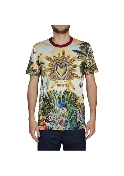Dolce & Gabbana Dolce&Gabbana Reggello Outlet Jungle Print T-shirt G8KBATHH7YP Çok Renkli
