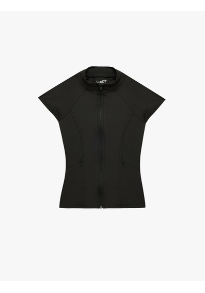 Koton Fermuarlı Dikiş Detaylı Slim Fit Dik Yaka Spor Yelek Siyah 6sak10284nk