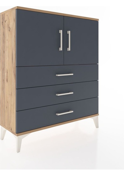 Arges Şifonyer 2 Raflı 3 Çekmeceli 2 Kapaklı 88x30x106 Çam-an... Çam