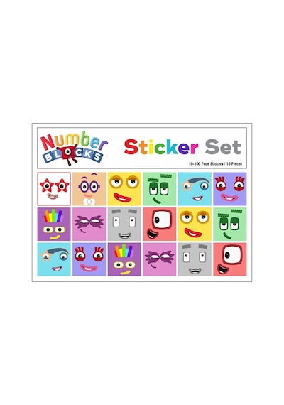 Number Blocks Matematik Eğitici Birim Küp Snapcubes Kafa Sticker /10-100 Sticker 18 Pcs